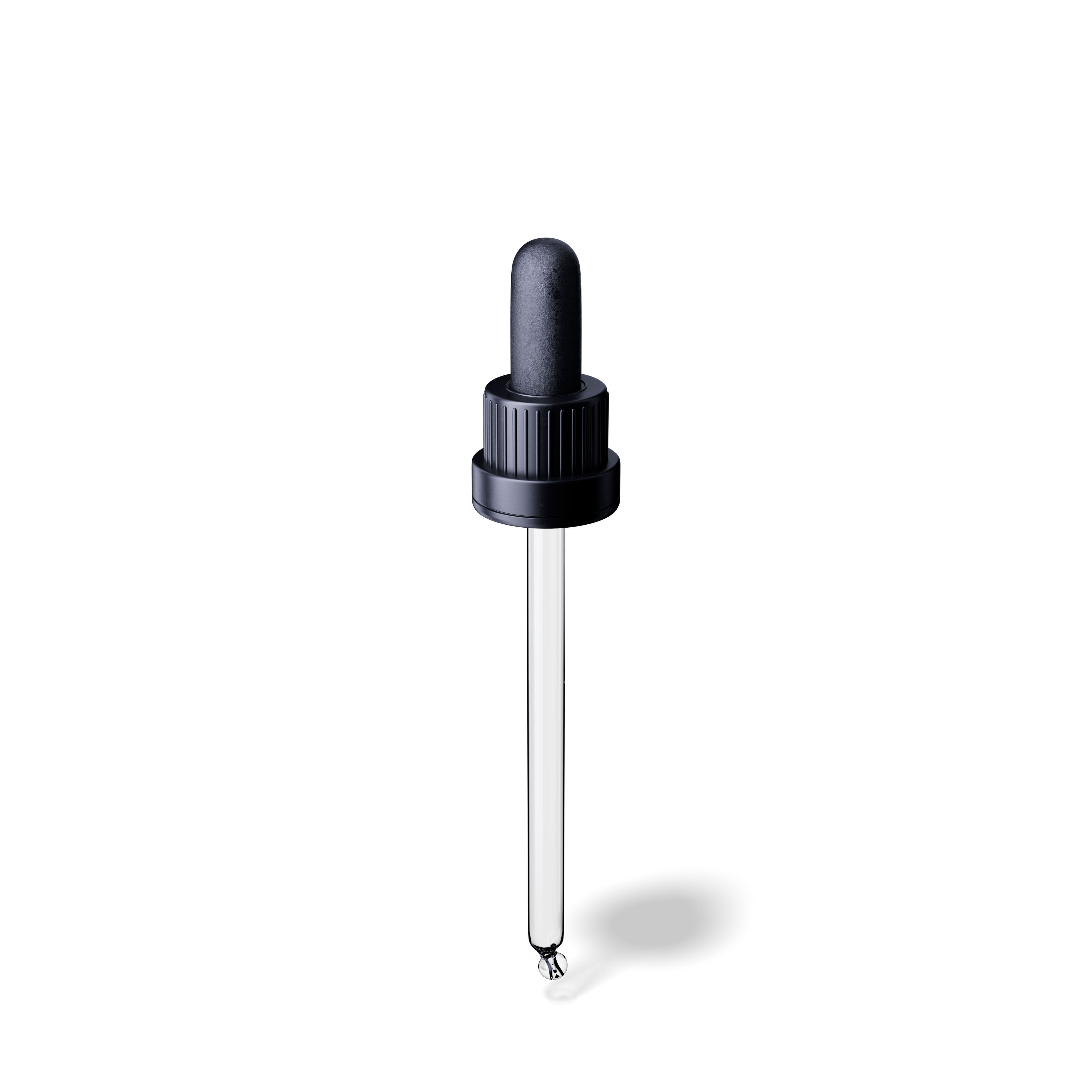 Pipette tamper evident DIN18, III, black, ribbed, bulb CB, dose 1.0ml, bent ball tip (Orion 50)