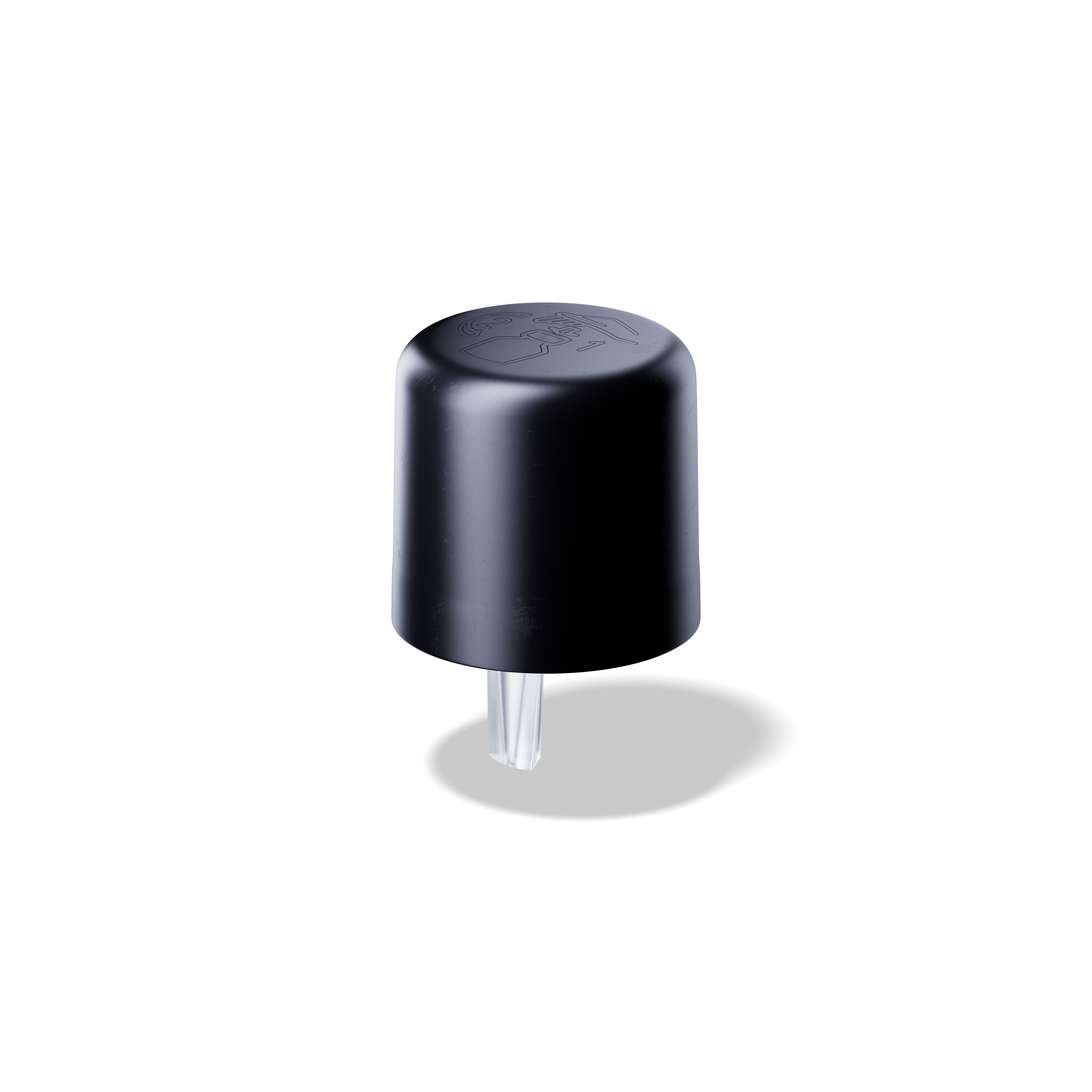 Screw cap child-tamper evident DIN18, II, PP/PEHD, black matt, naturalvertical dropper 1.6mm (Orion)