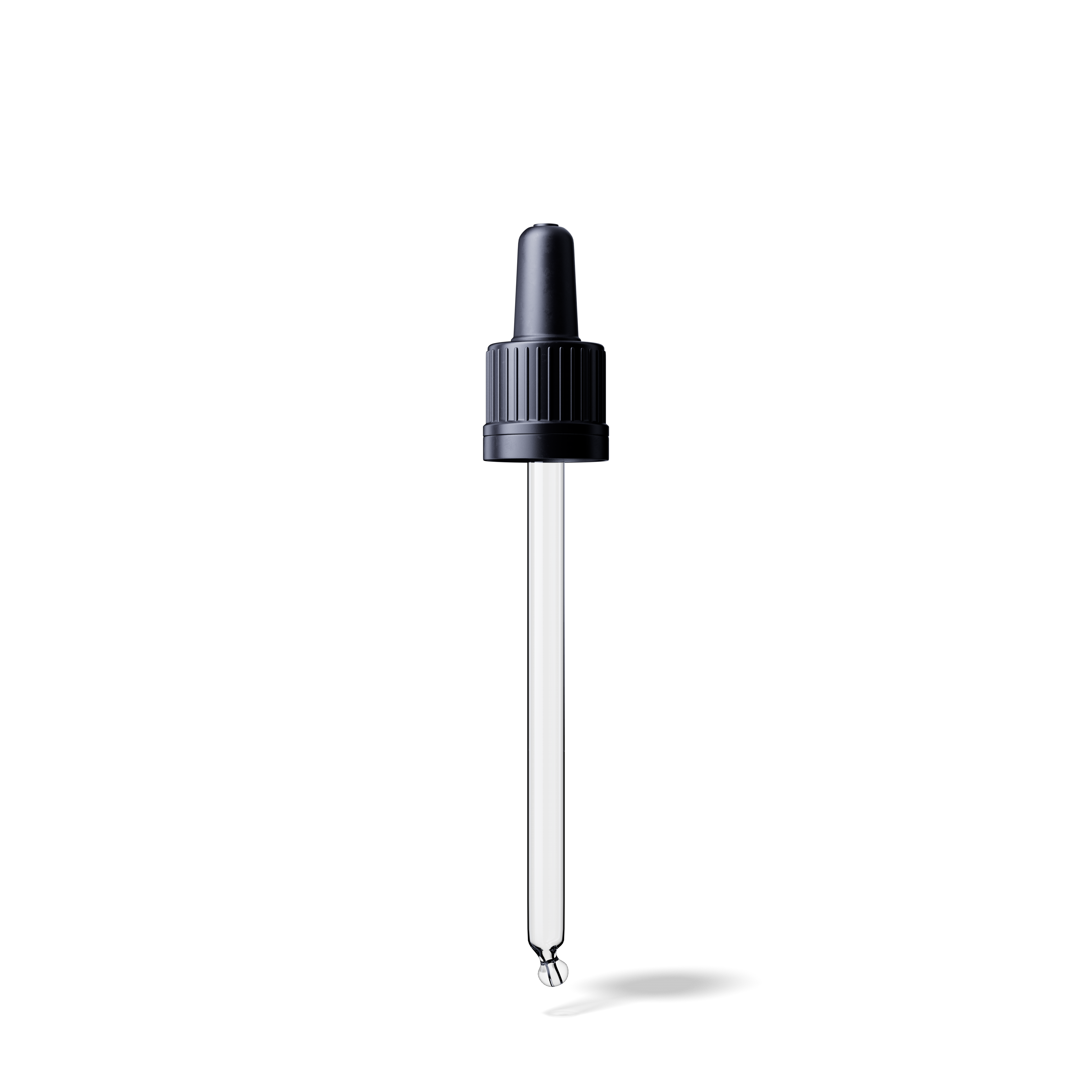 Pipette tamper evident DIN18, II, black, ribbed, bulb TPE, dose 0.7ml, bent ball tip (Orion 50)