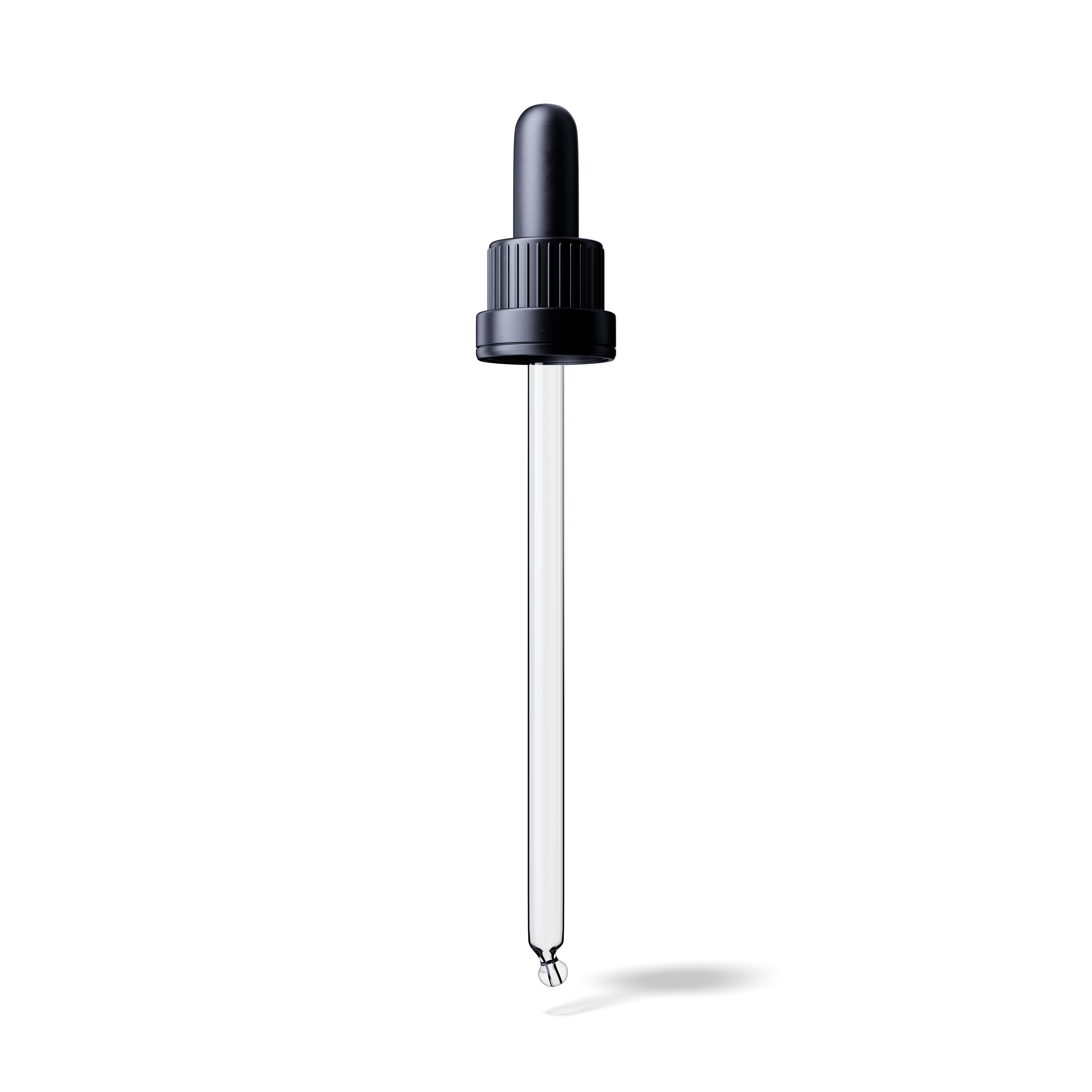 Pipette tamper evident DIN18, III, black, ribbed, bulb TPE, dose 1.0ml, bent ball tip (Orion 100)