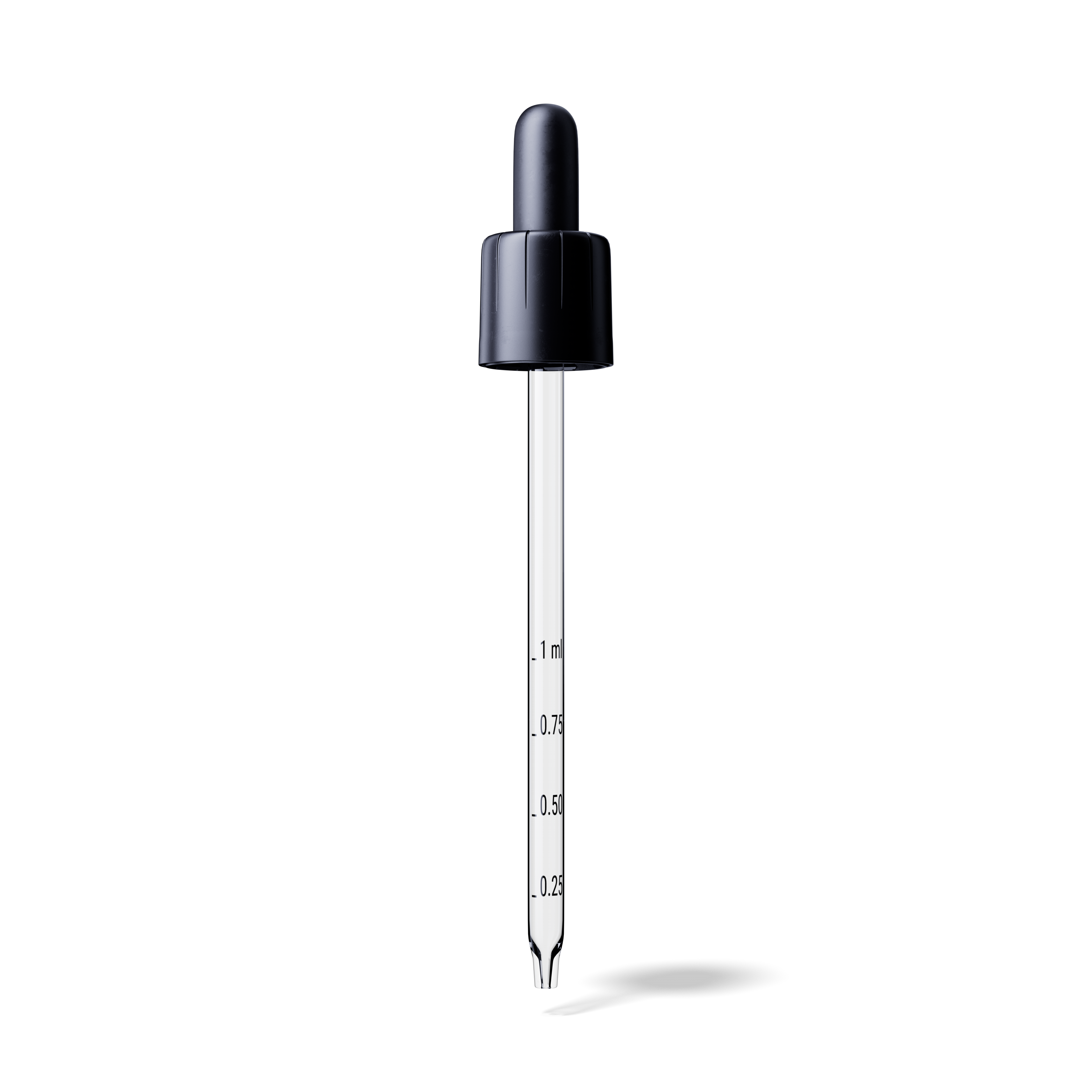 Pipette child-tamper evident DIN18, II, black, bulb TPE, dose 1.0ml, conical tip (Orion 100) grad.