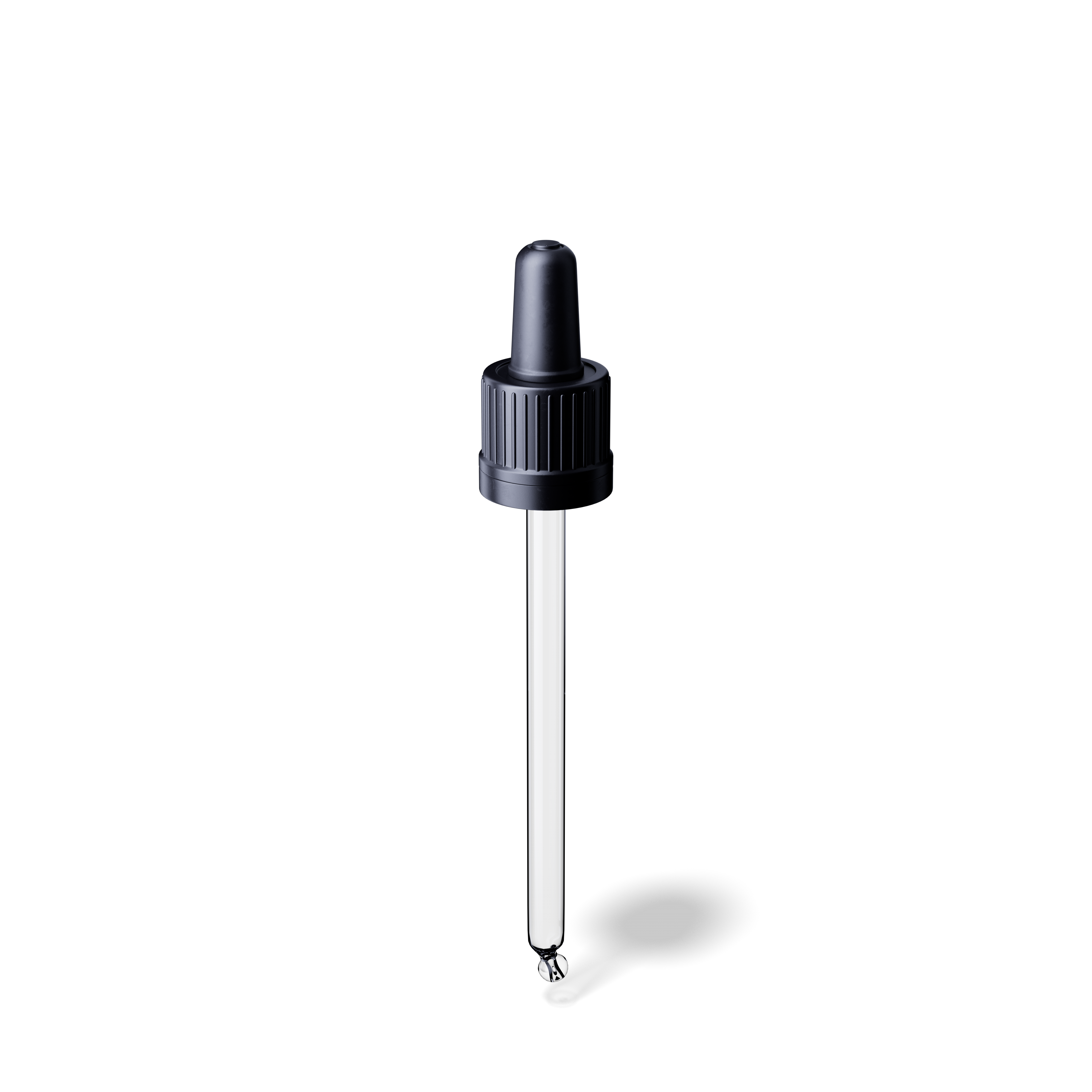 Pipette tamper evident DIN18, II, black, ribbed, bulb TPE, dose 0.7ml, bent ball tip (Orion 50)