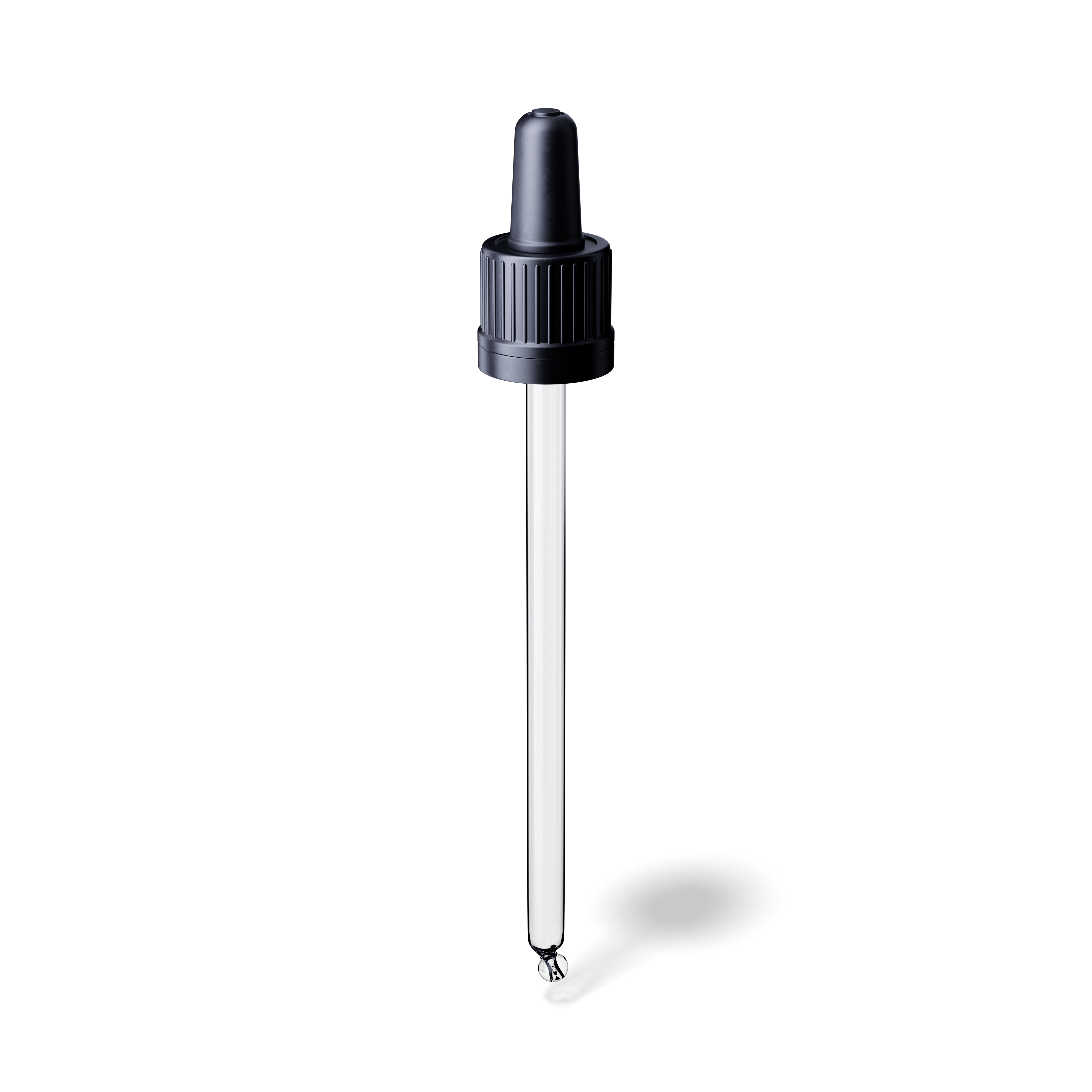 Pipette tamper evident DIN18, II, black, ribbed, bulb TPE, dose 0.7ml, bent ball tip (Orion 100)