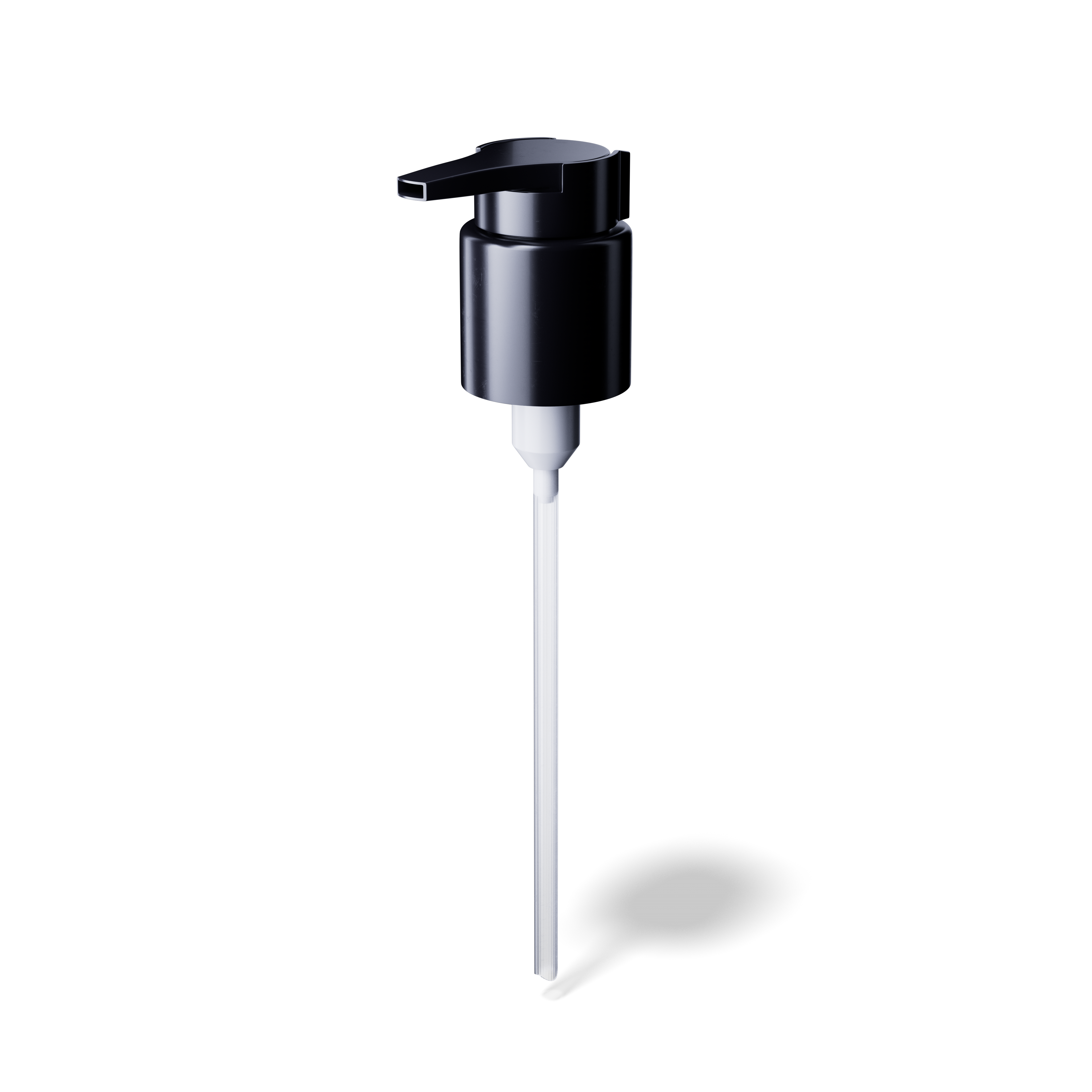 Lotion pump extended nozzle 24/410, PP, black, smooth, dose 0.50ml, security clip (Draco 120)