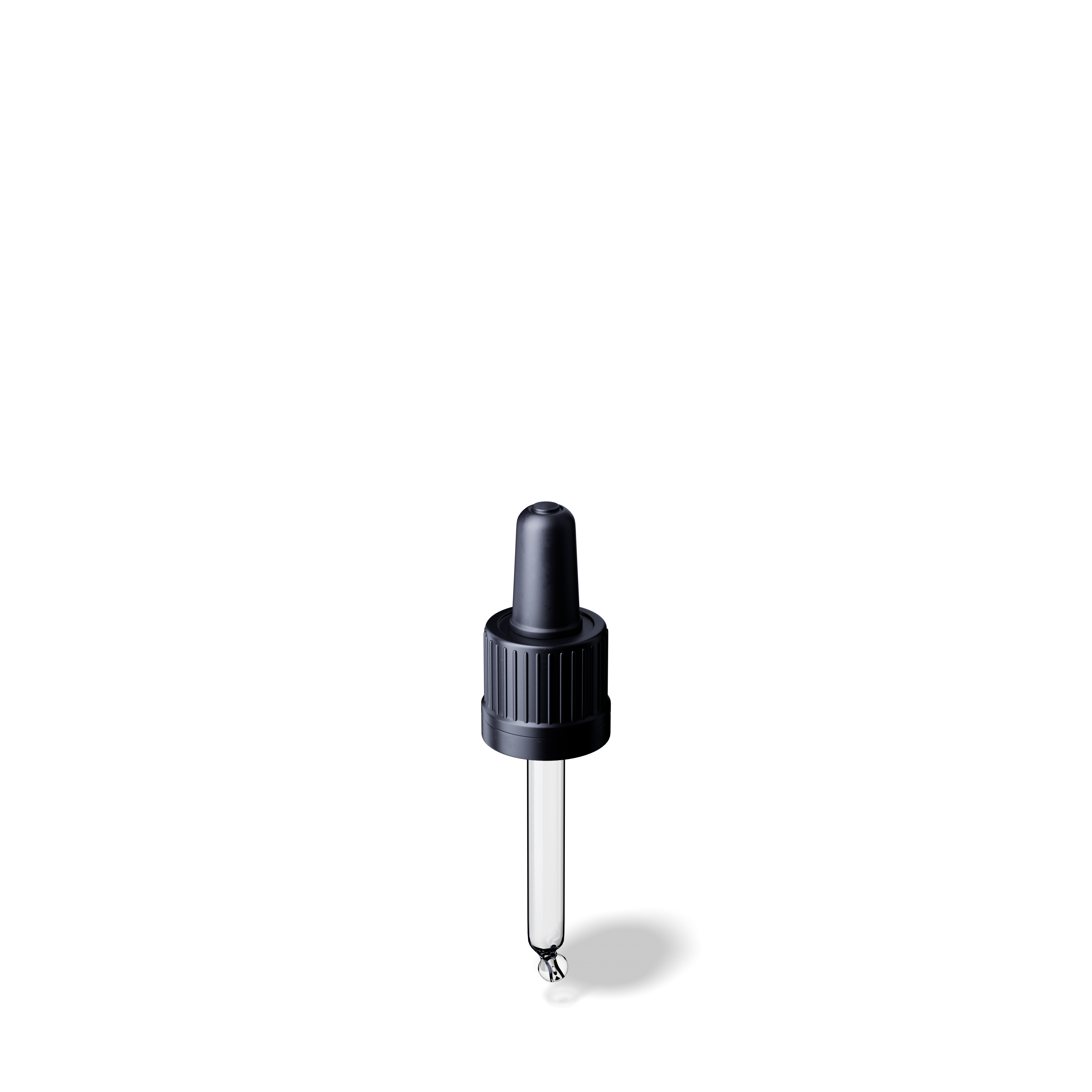 Pipette tamper evident DIN18, II, black, ribbed, bulb TPE, dose 0.7ml, bent ball tip (Orion 10-63)