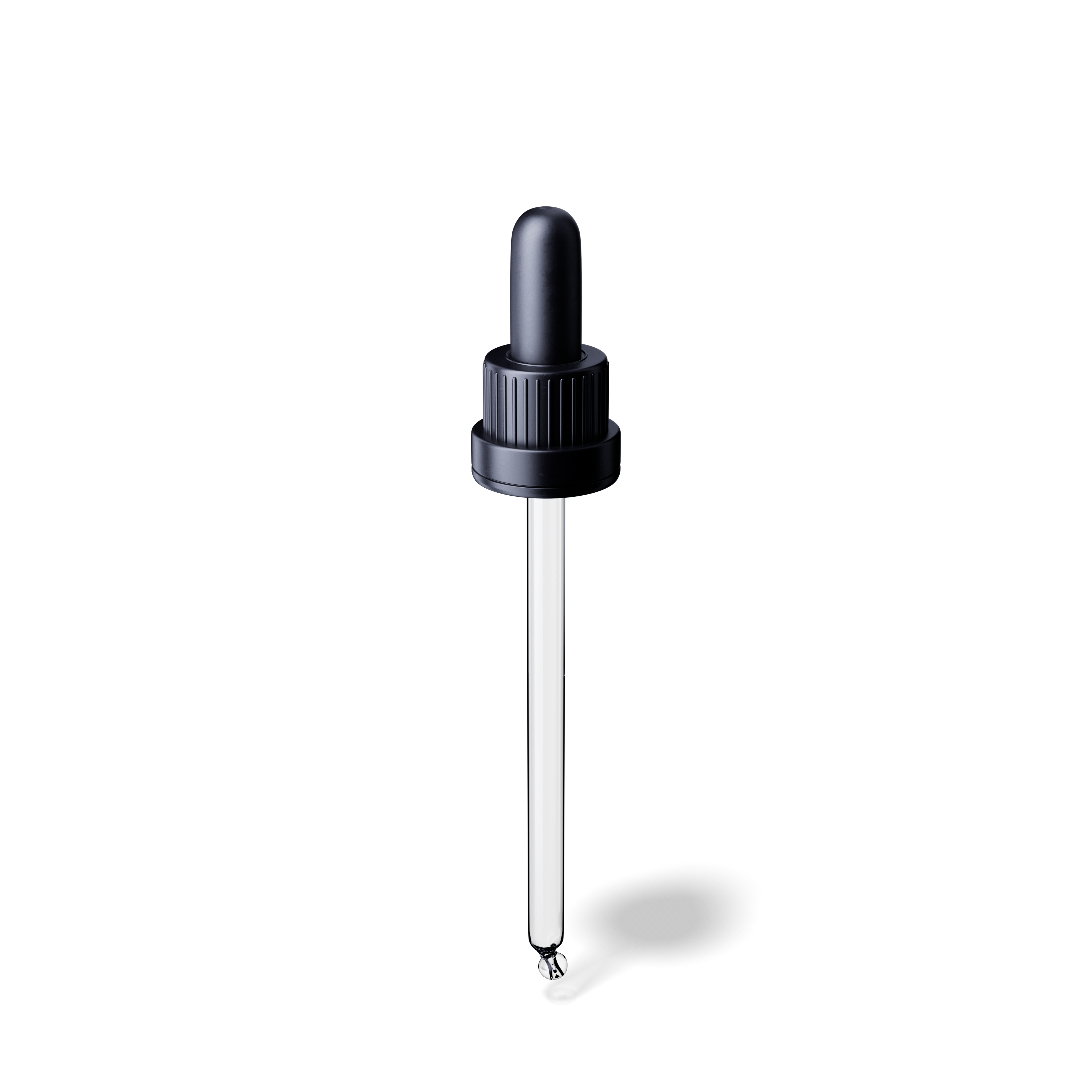 Pipette tamper evident DIN18, III, black, ribbed, bulb TPE, dose 1.0ml, bent ball tip (Orion 60)