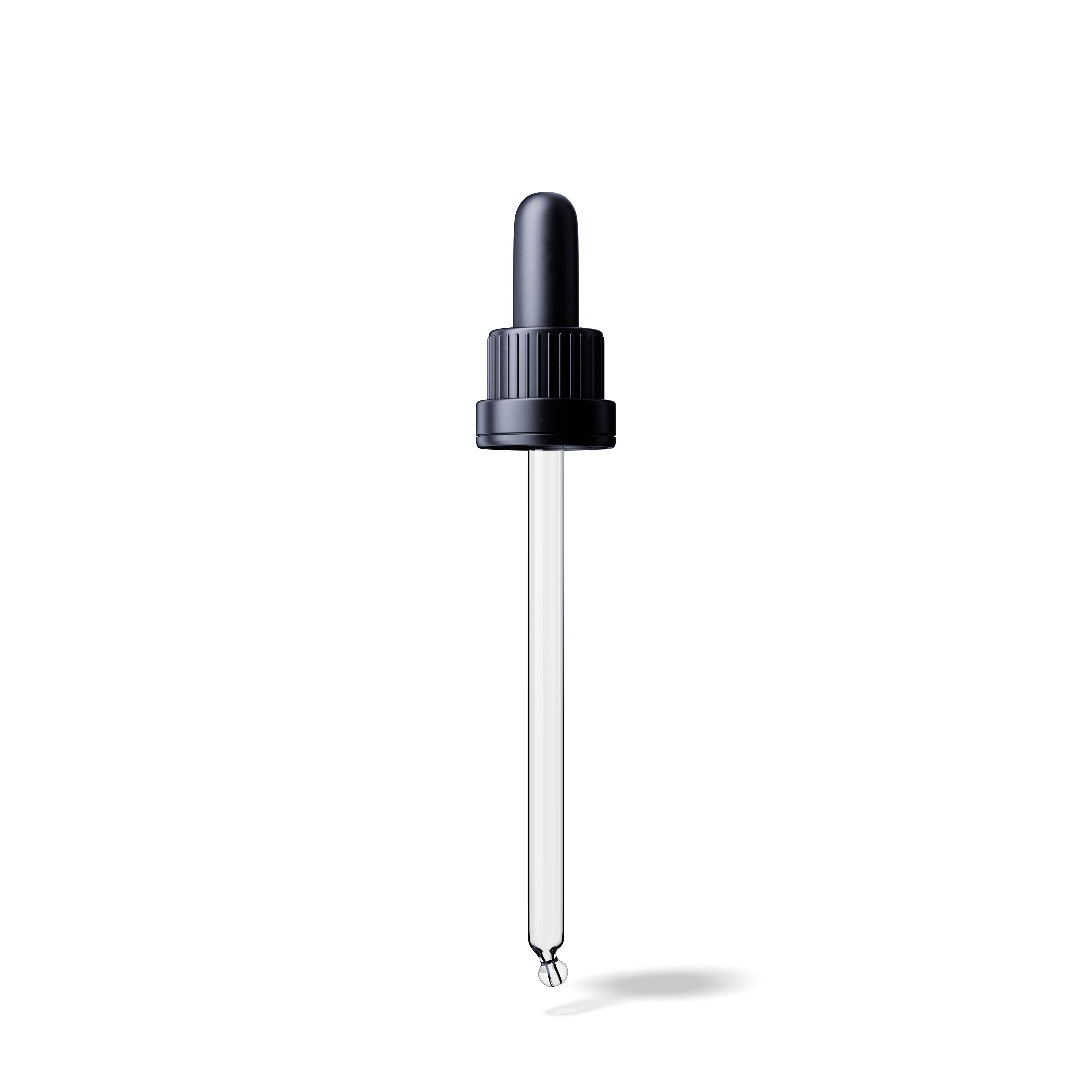 Pipette tamper evident DIN18, III, black, ribbed, bulb TPE, dose 1.0ml, bent ball tip (Orion 60)