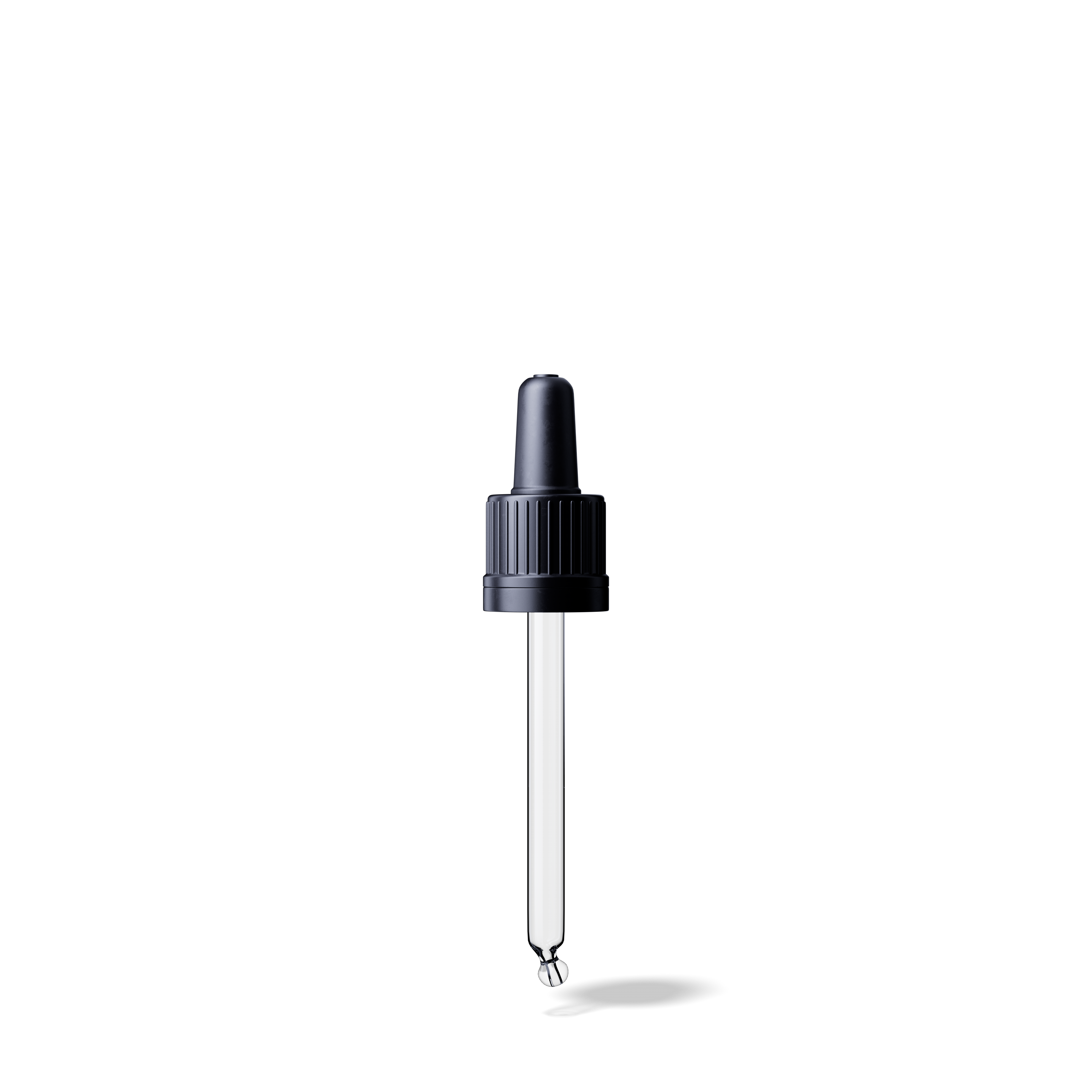 Pipette tamper evident DIN18, II, black, ribbed, bulb TPE, dose 0.7ml, bent ball tip (Orion 30)