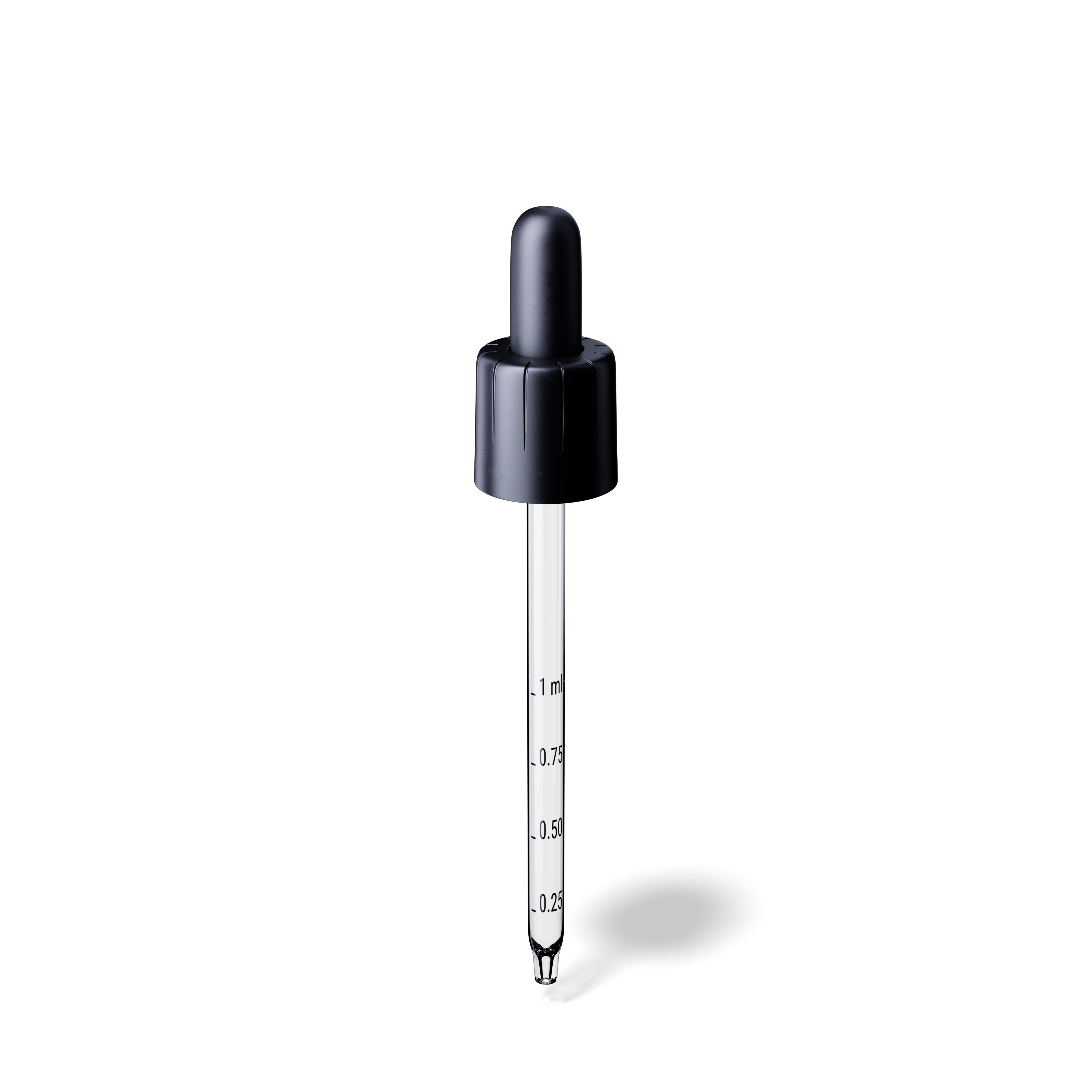 Pipette child-tamper evident DIN18, II, black, bulb TPE, dose 1.0ml, conical tip (Orion 60) grad.