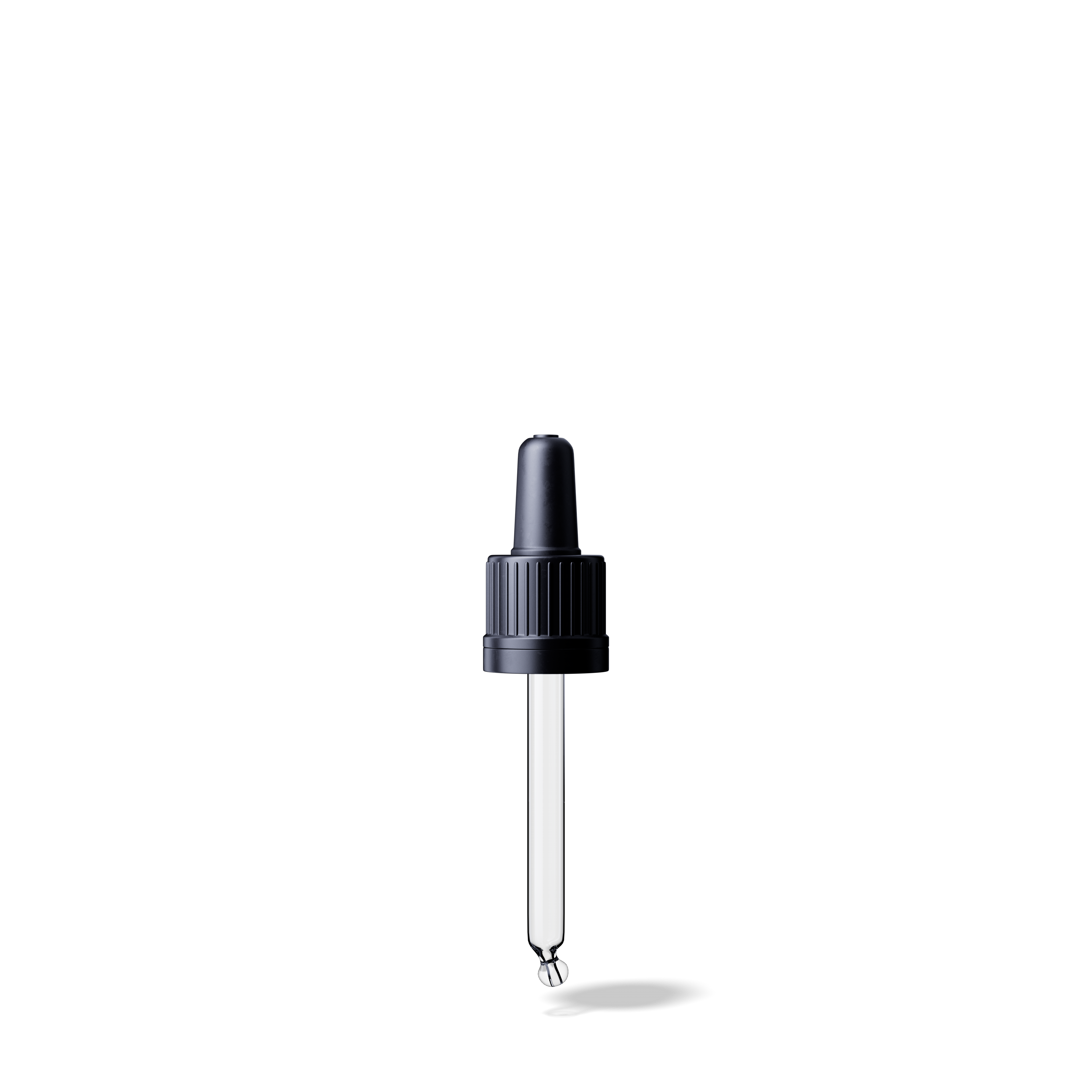 Pipette tamper evident DIN18, II, black, ribbed, bulb TPE, dose 0.7ml, bent ball tip (Orion 10-70)