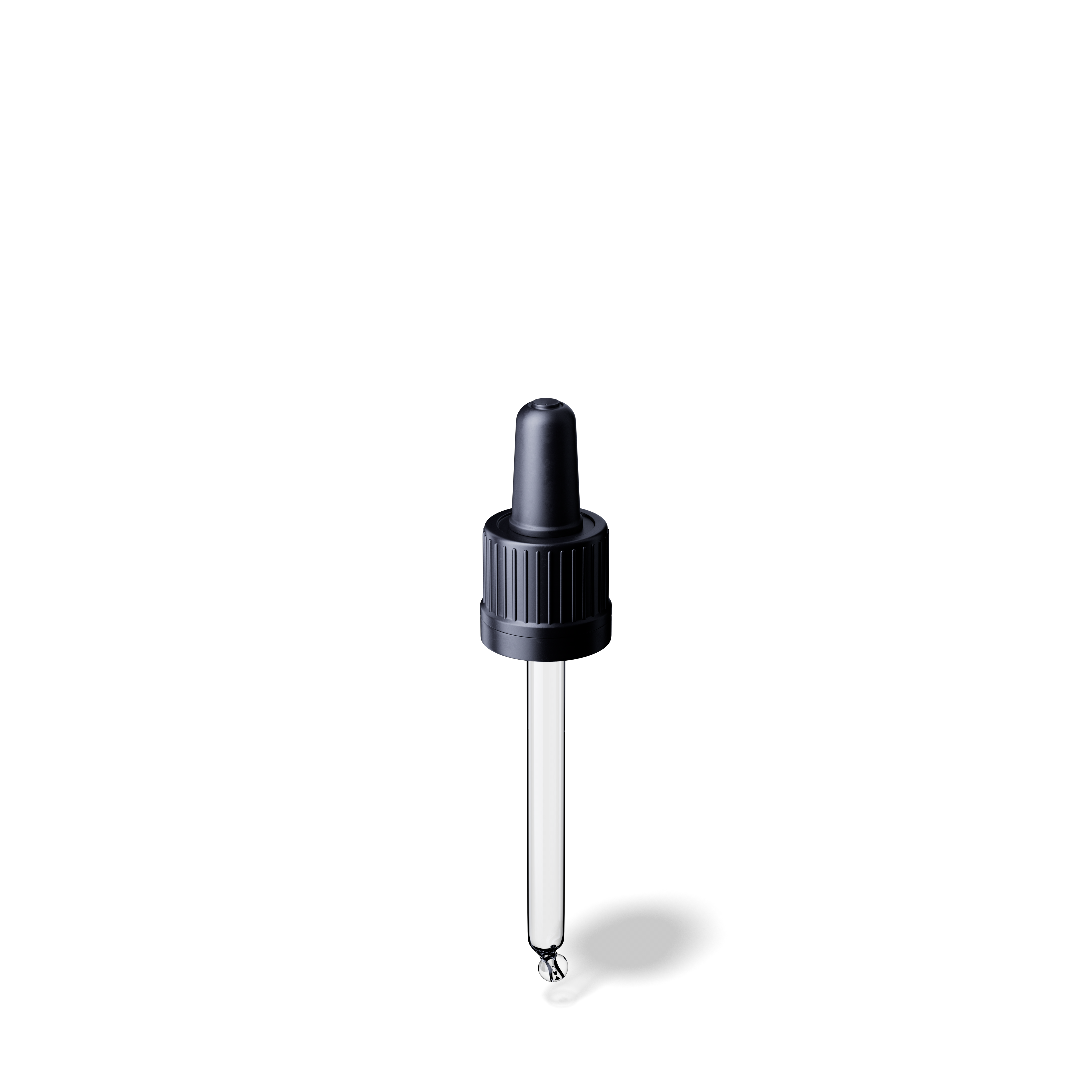 Pipette tamper evident DIN18, II, black, ribbed, bulb TPE, dose 0.7ml, bent ball tip (Orion 30)