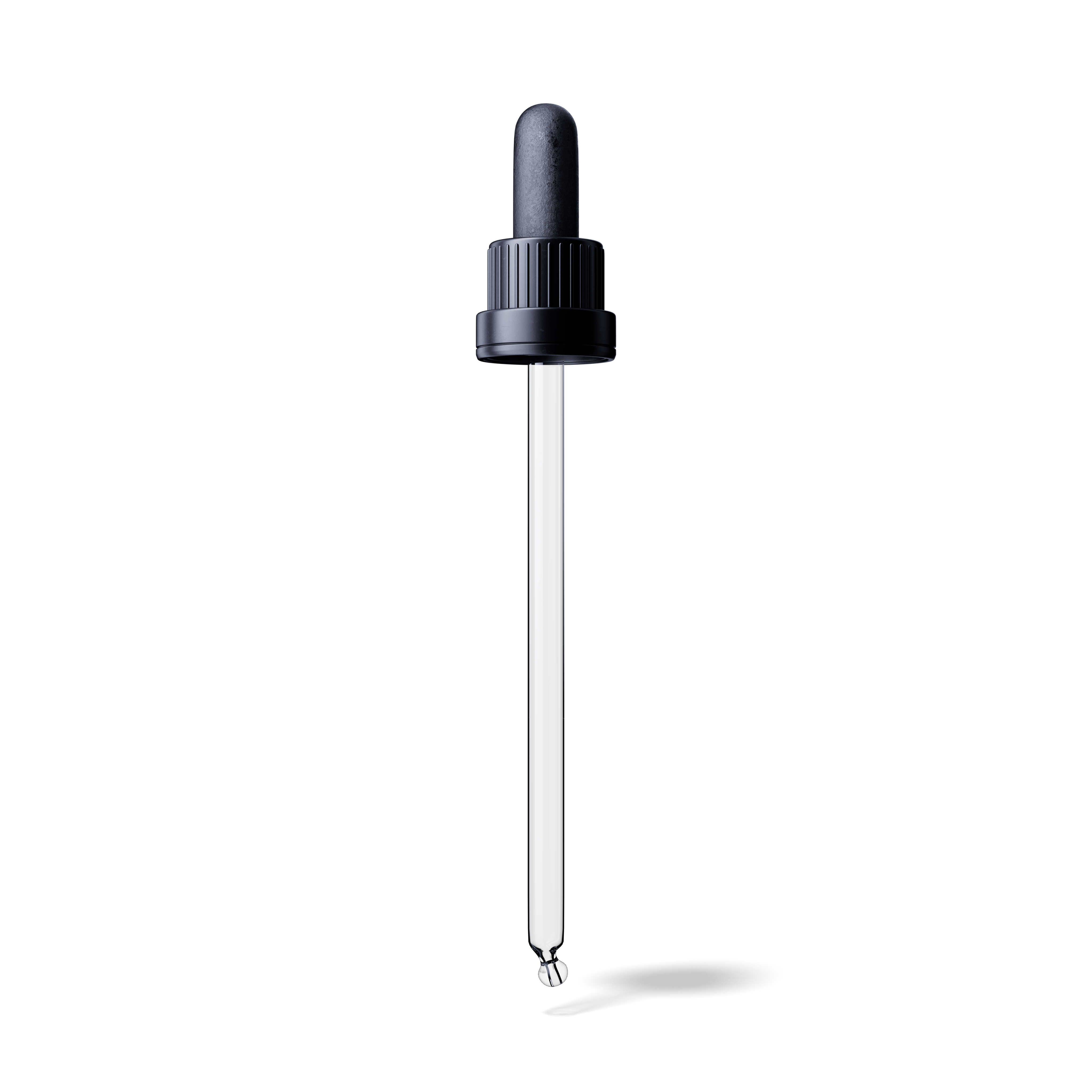 Pipette tamper evident DIN18, III, black, ribbed, bulb CB, dose 1.0ml, bent ball tip (Orion 100)